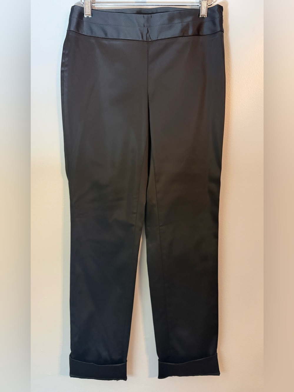 WHBM NEW Satin Slim Leg Pants Black Size 0R - Picture 2 of 11